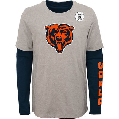 Men's Refried Apparel Navy/Orange Chicago Bears Sustainable Upcycled Angle  Long Sleeve T-Shirt