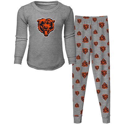 Preschool Heathered Gray Chicago Bears Long Sleeve T-Shirt & Pants - Sleep Set