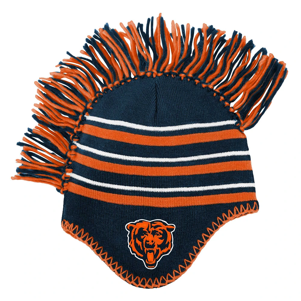 Bonnet en tricot à rayures Mohawk des Chicago Bears de la marine pour enfants d'âge préscolaire