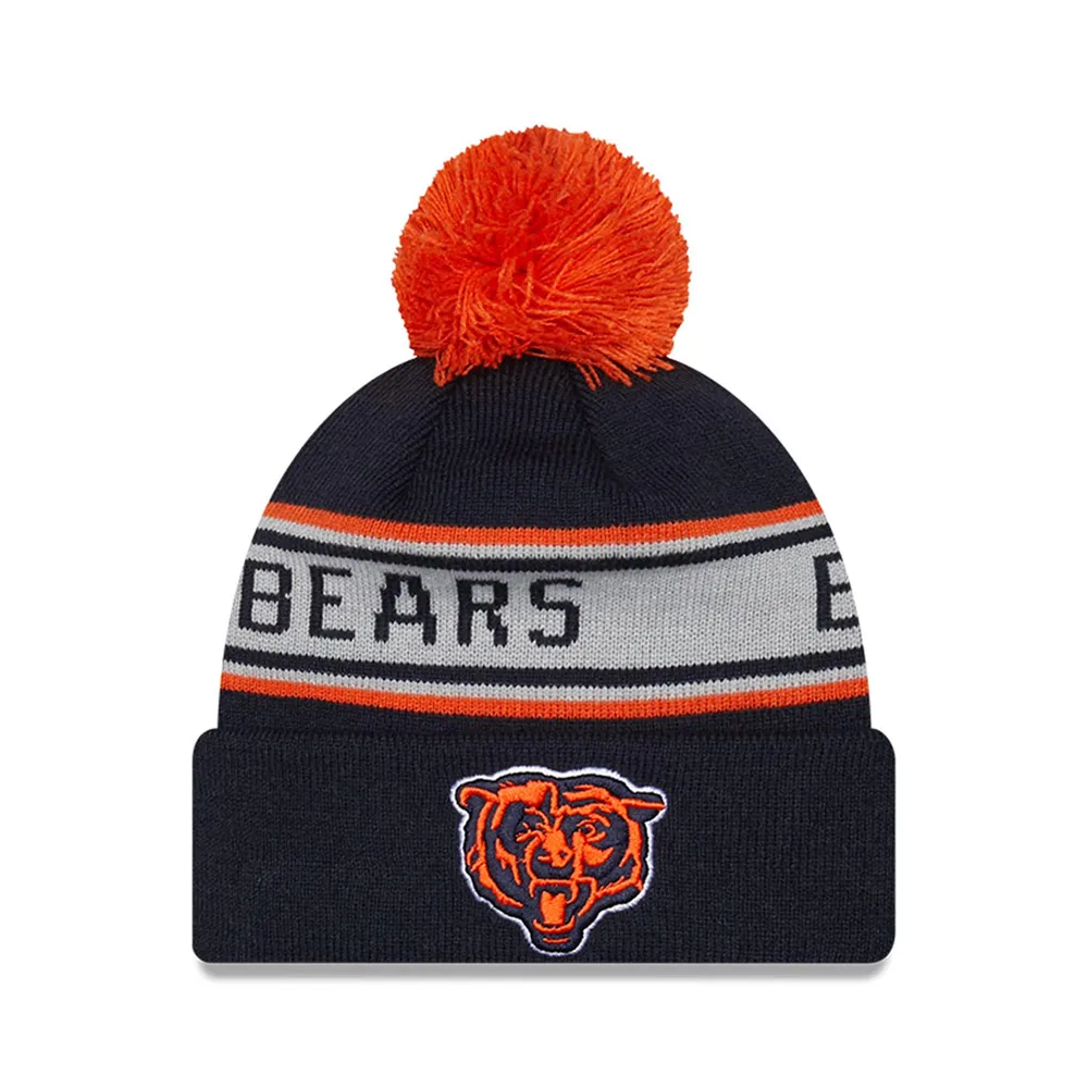 Bonnet en tricot à revers New Era bleu marine Chicago Bears Repeat préscolaire avec pompon