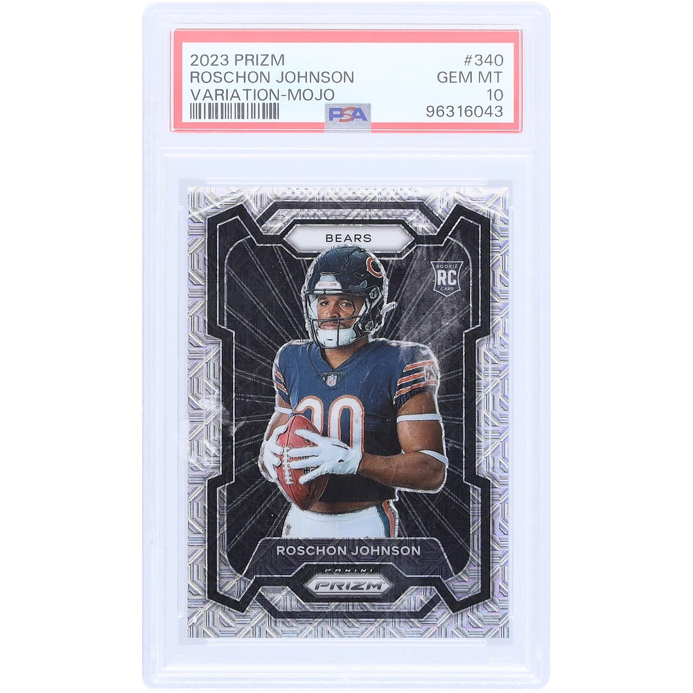 Roschon Johnson Chicago Bears 2023 Panini Prizm Variation Mojo Prizm #340 #11/25 PSA Authenticated 10 Rookie Card