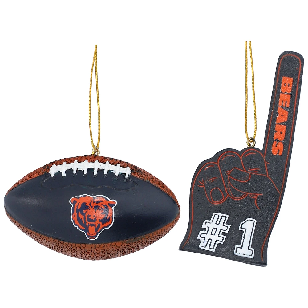 Ensemble de deux décorations de doigts en mousse et ballon de football des Chicago Bears de The Memory Company