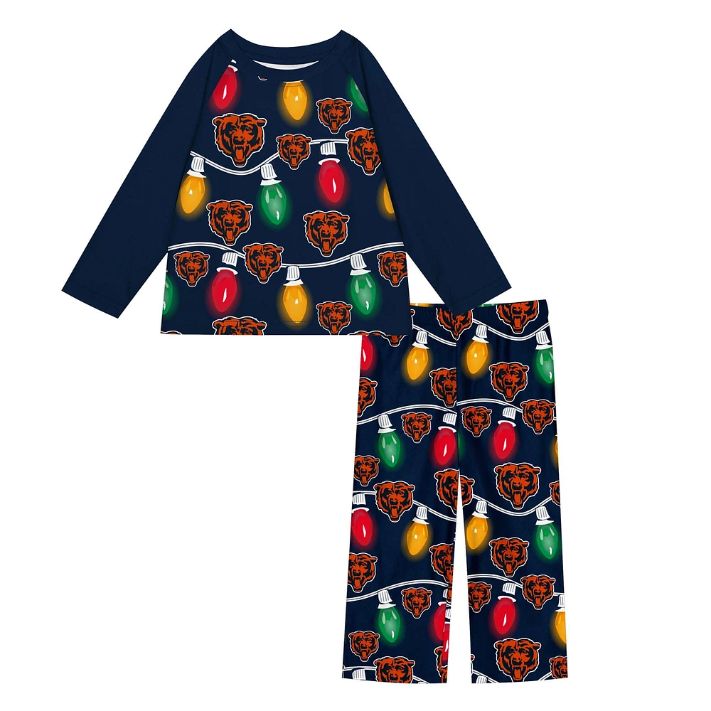 Ensemble pyjama à manches longues pour tout-petits Chicago Bears en deux pièces avec guirlande