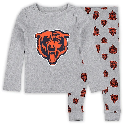 Ensemble de nuit pour tout-petits avec t-shirt à manches longues et pantalon gris chiné des Chicago Bears