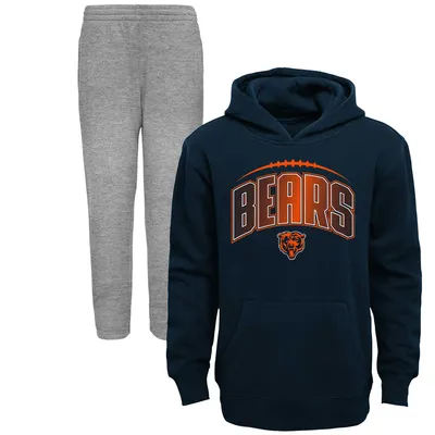 Men's Starter Navy/Heather Charcoal Chicago Bears Extreme Pullover Hoodie