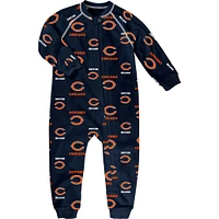 Toddler Navy Chicago Bears Allover Print Raglan Full-Zip Jumper