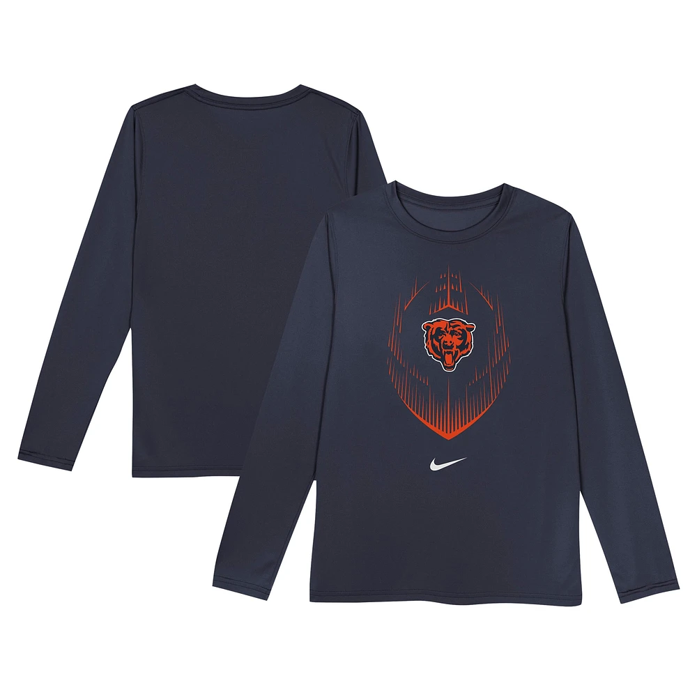 T-shirt à manches longues Nike bleu marine Chicago Bears Legend Icon pour tout-petit