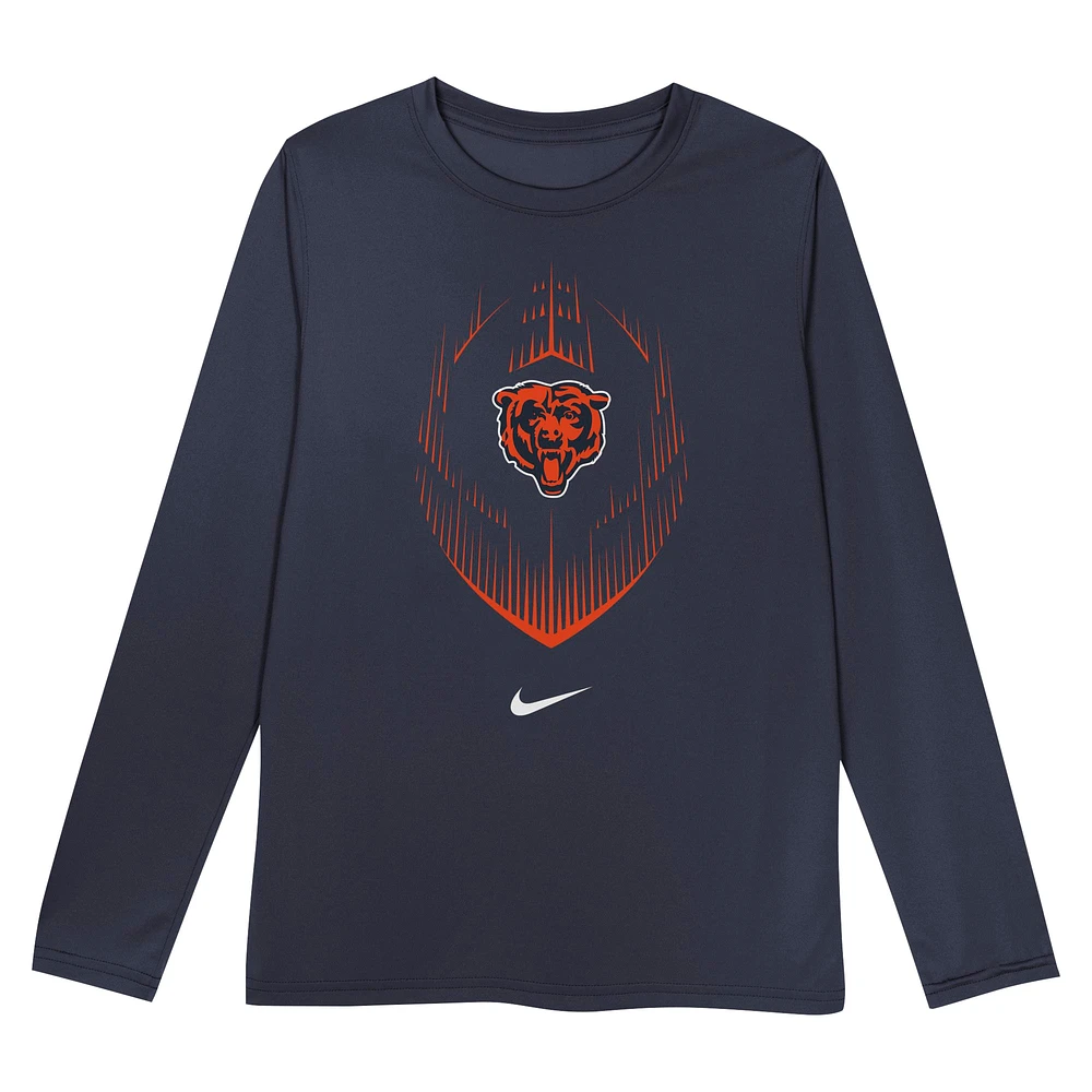 T-shirt à manches longues Nike bleu marine Chicago Bears Legend Icon pour tout-petit