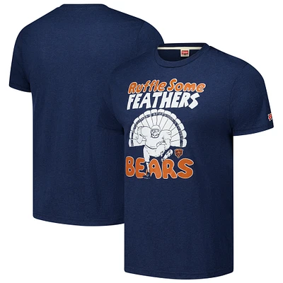 T-shirt unisexe bleu marine hommage Chicago Bears Ruffle Some Feathers Tri-Blend