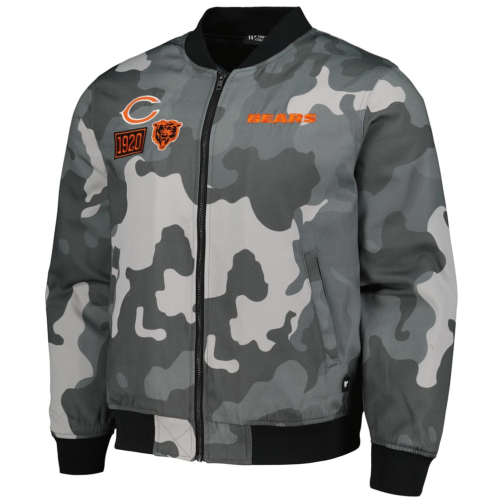 Unisex The Wild Collective Gray Chicago Bears Camo Bomber Jacket