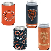 WinCraft Chicago Bears, paquet de 4, 12 oz. Ensemble refroidisseur de canettes et de canettes minces