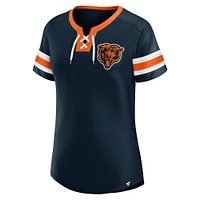 Women's Fanatics  True Navy Chicago Bears Lace-Up Bling T-Shirt