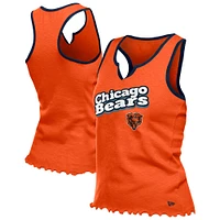 Débardeur tri-mélange orange à ourlet ondulé et col cranté pour femme New Era Chicago Bears