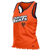 Débardeur tri-mélange orange à ourlet ondulé et col cranté pour femme New Era Chicago Bears