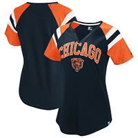Women's Starter  Navy Chicago Bears Game On Notch Neck Raglan T-Shirt