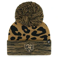 Bonnet en tricot à revers rosette '47 marron Chicago Bears pour femmes avec pompon