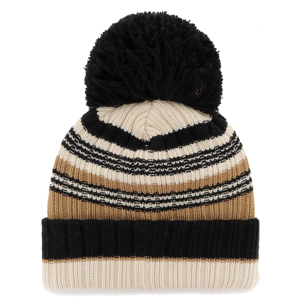 Bonnet en tricot à revers Barista '47 Natural Chicago Bears pour femmes avec pompon