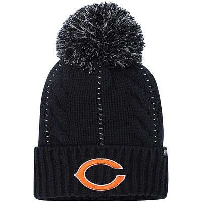 Bonnet en tricot à revers babiole Chicago Bears '47 bleu marine pour femme avec pompon