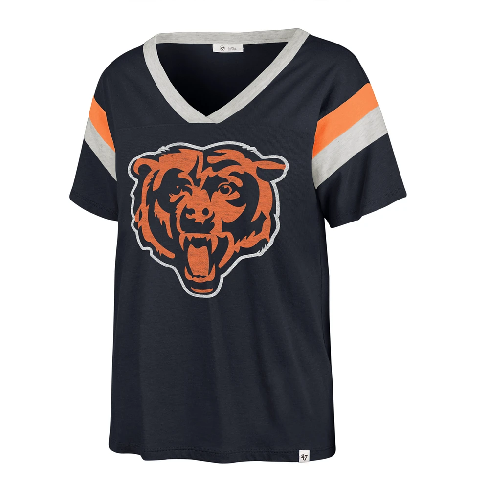 T-shirt à encolure en V pour femme Chicago Bears Phoenix bleu marine '47