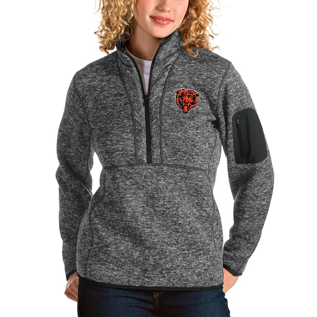 Women's Antigua Heather Gray/Navy Chicago Bears Victory Raglan Sleeve Pullover Hoodie Size: Medium