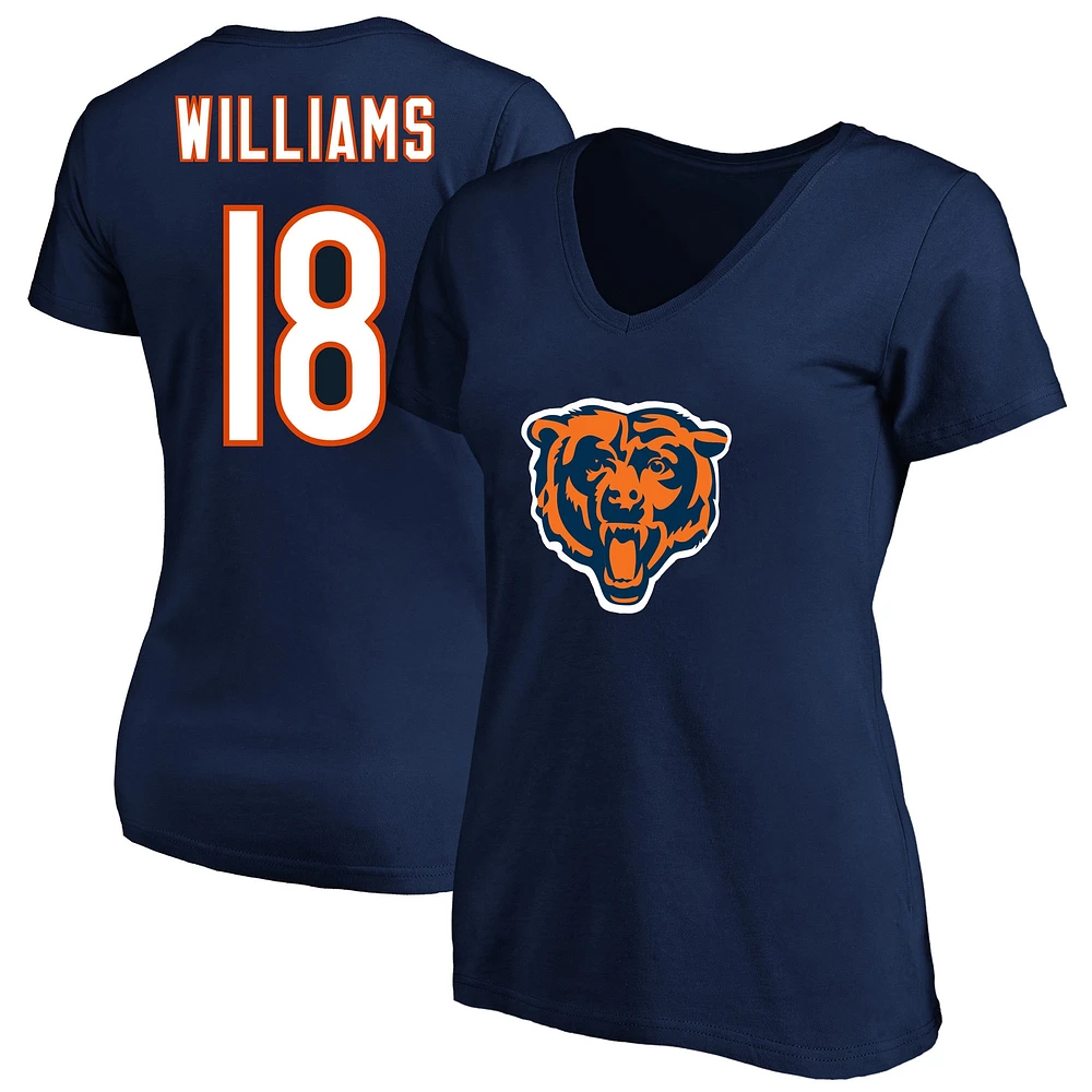 T-shirt à col rond avec nom et numéro Fair Catch pour femme Caleb Williams Navy Chicago Bears grande taille