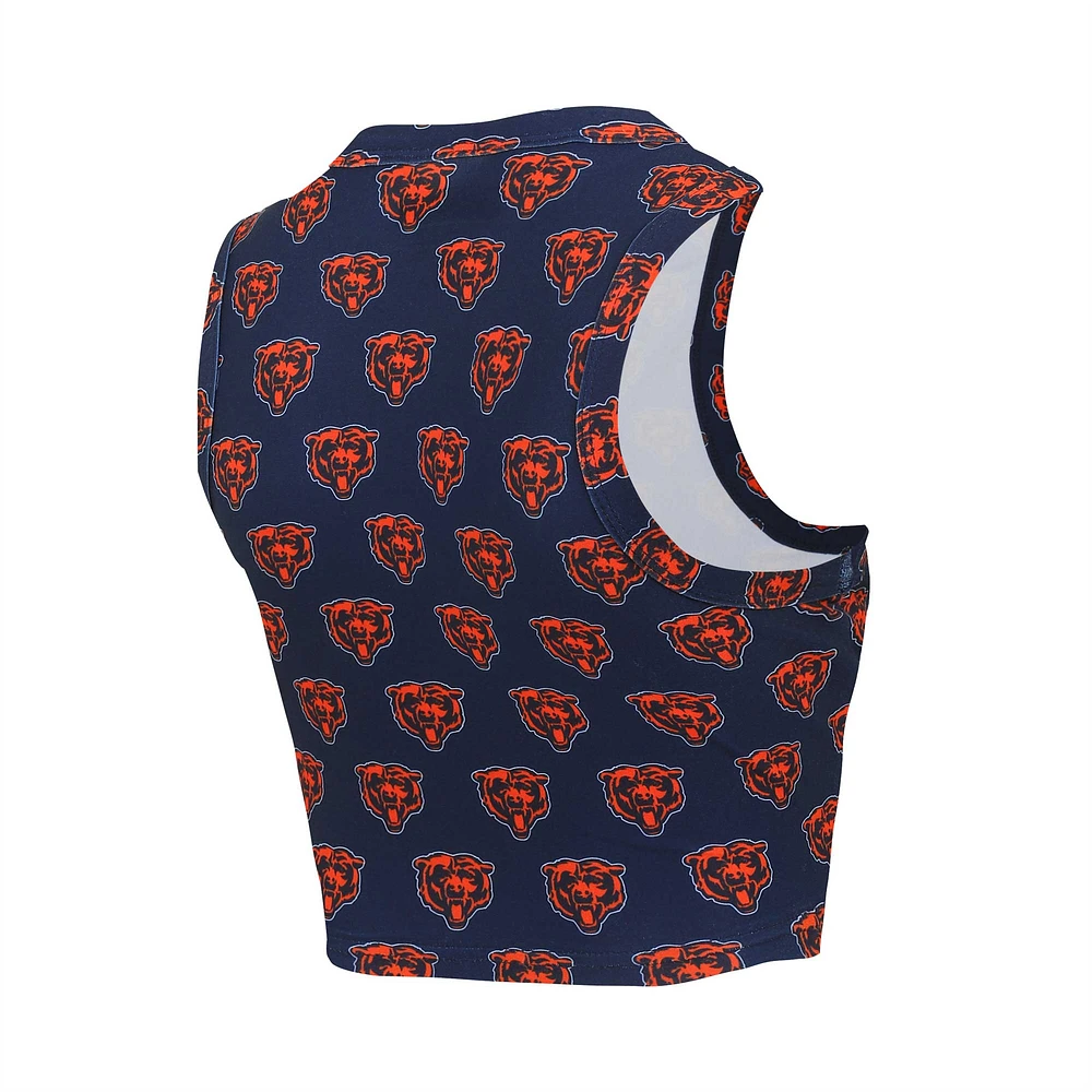 Women's Concepts Sport Chicago Bears Gauge Allover Print Cropped Tank Top & Shorts Sleep Set