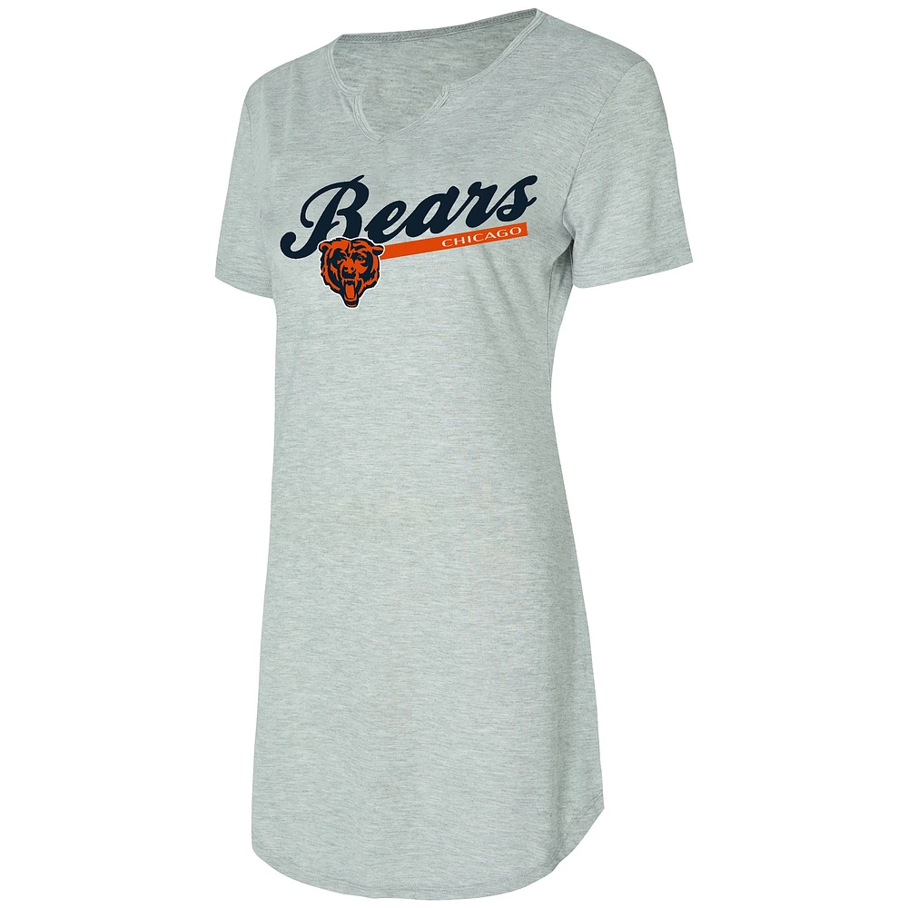 Chemise de nuit à col cranté en tricot pour femme Concepts Sport Grey Chicago Bears