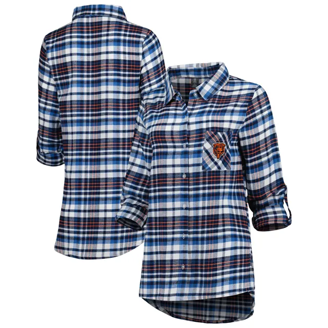 New England Patriots Concepts Sport Women's Accolade Flannel Long Sleeve  Button-Up Nightshirt - Navy/Red