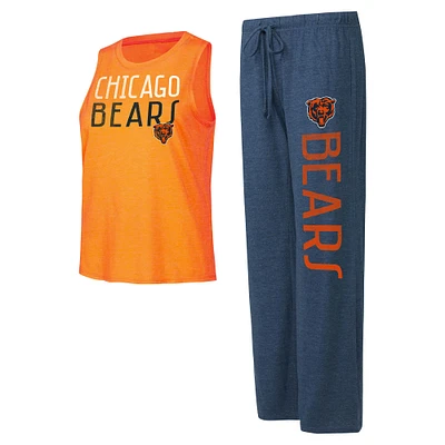 Ensemble débardeur et pantalon Concepts Sport pour femmes, bleu marine/orange, Chicago Bears Muscle