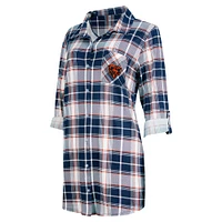 Chemise de nuit en tricot à carreaux Ashford Chicago Bears pour femme Concepts Sport Navy