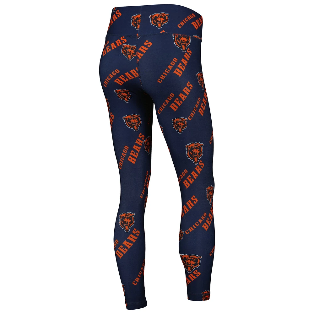 Women's Concepts Sport Navy Chicago Bears Breakthrough Allover Print Lounge Leggings