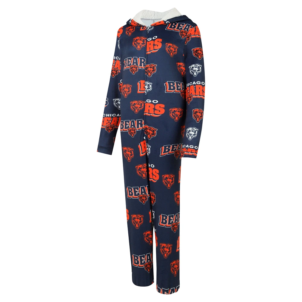 Combinaison de Sport en micropolaire à imprimé intégral et fermeture éclair intégrale pour femme Concepts Navy Chicago Bears Roadway