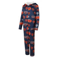 Women's Concepts Sport Navy Chicago Bears  Roadway Allover Print Microfleece Full-Zip Union Suit