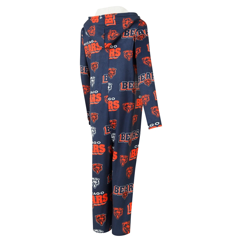 Combinaison de Sport en micropolaire à imprimé intégral et fermeture éclair intégrale pour femme Concepts Navy Chicago Bears Roadway