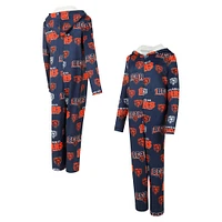 Women's Concepts Sport Navy Chicago Bears  Roadway Allover Print Microfleece Full-Zip Union Suit