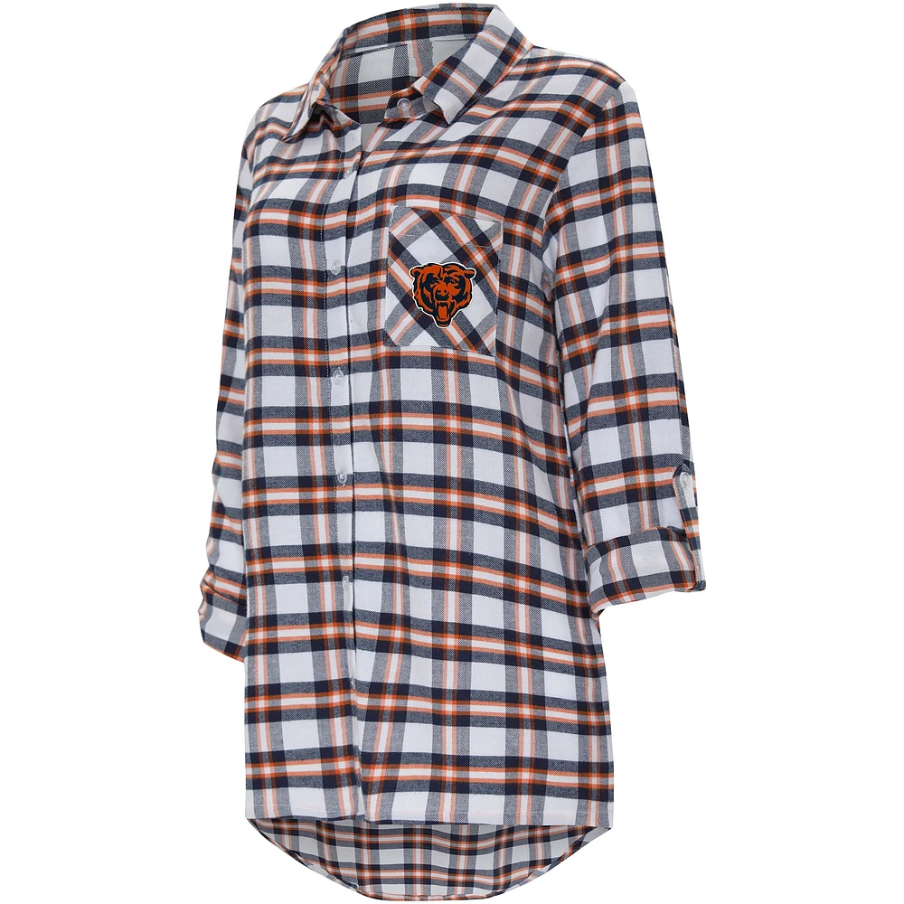 Chemise de nuit à manches longues carreaux Chicago Bears Sienna Concepts Sport pour femme, bleu marine