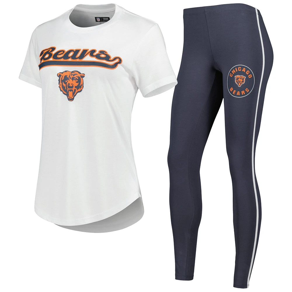 Ensemble de pyjama et legging Sonata Chicago Bears Concepts Sport pour femme, blanc/anthracite