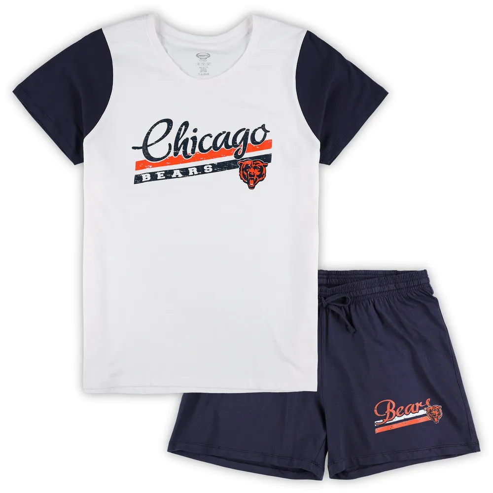 Lids Chicago Bears Concepts Sport Women's Plus Downfield T-Shirt & Shorts  Sleep Set - White/Navy
