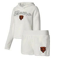 Ensemble de nuit pour femme Concepts Sport White Chicago Bears avec sweat-shirt et short moelleux