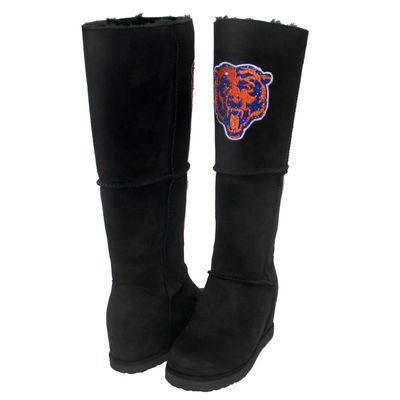 Women's Cuce Black Chicago Bears Suede Knee-High Boots
