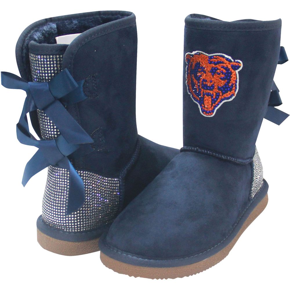 Women's Cuce Chicago Bears Team Colored Faux Suede Crystal Back Boots