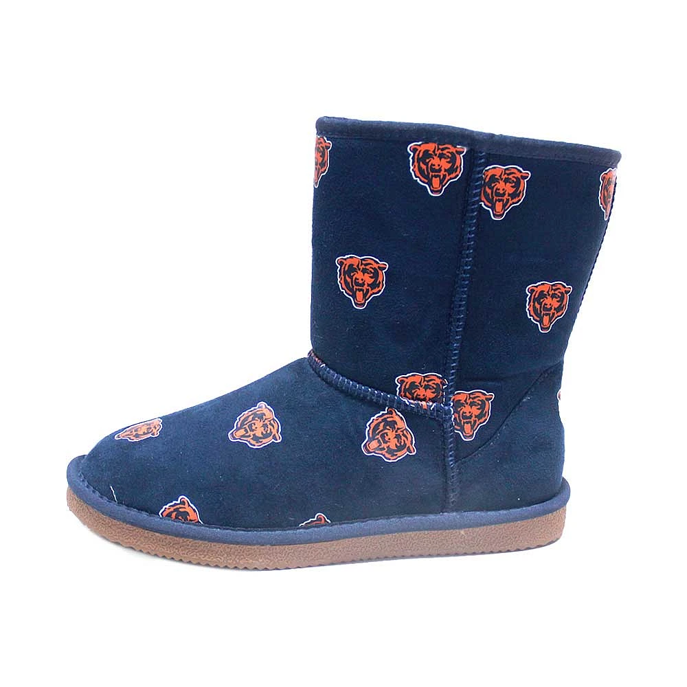 Bottes Cuce bleu marine Chicago Bears avec logo intégral pour femmes