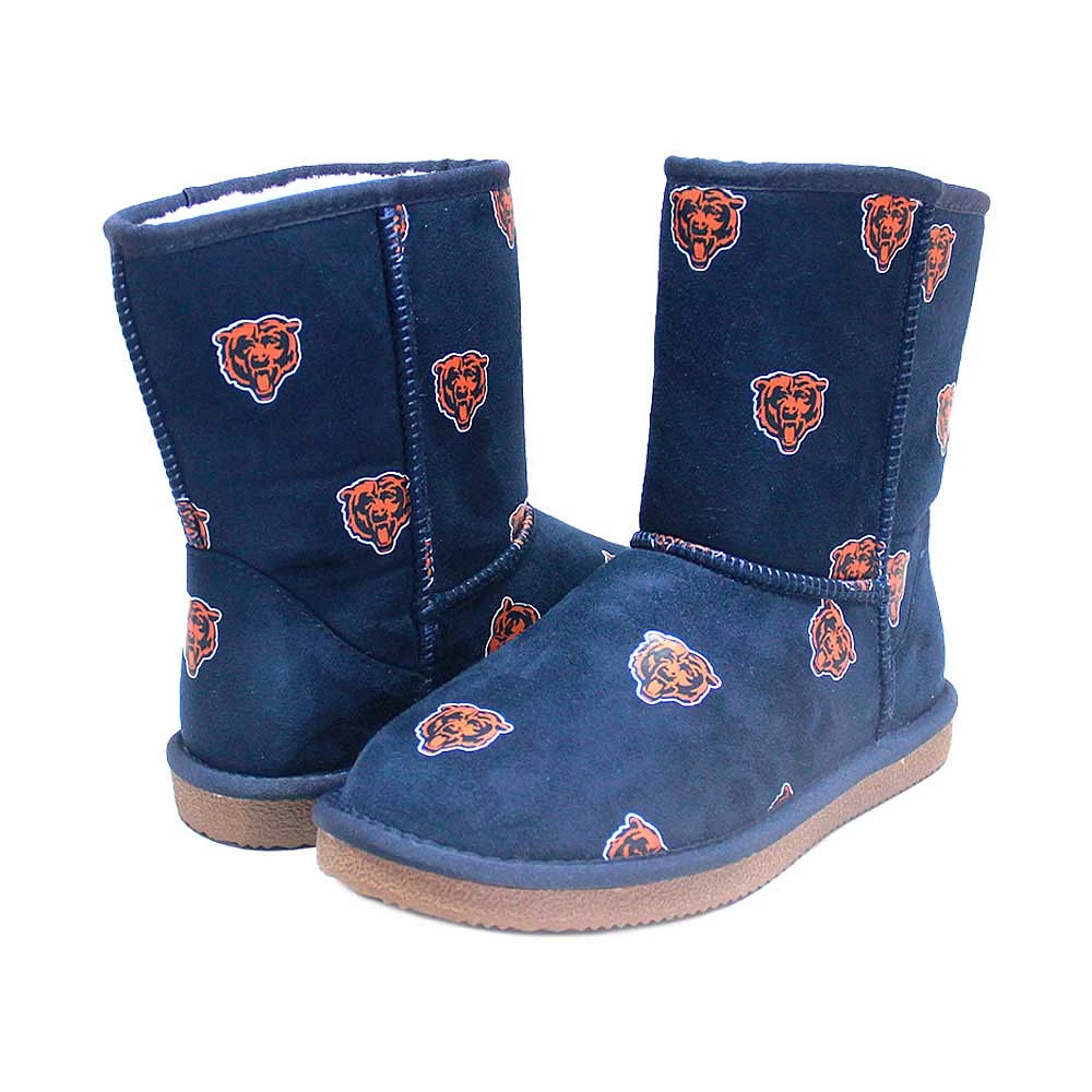 Bottes Cuce bleu marine Chicago Bears avec logo intégral pour femmes