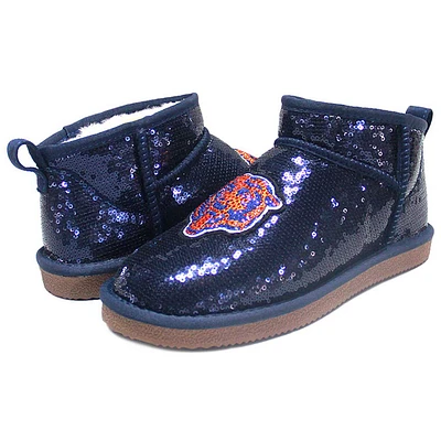 Women's Cuce  Navy Chicago Bears Sequin Ankle Boots