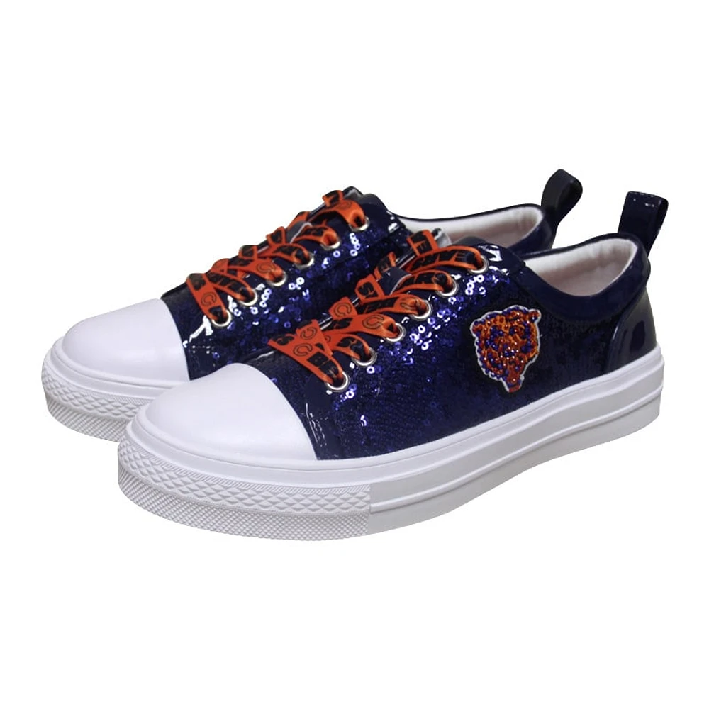 Women's Cuce Navy Chicago Bears Team Sequin Sneakers