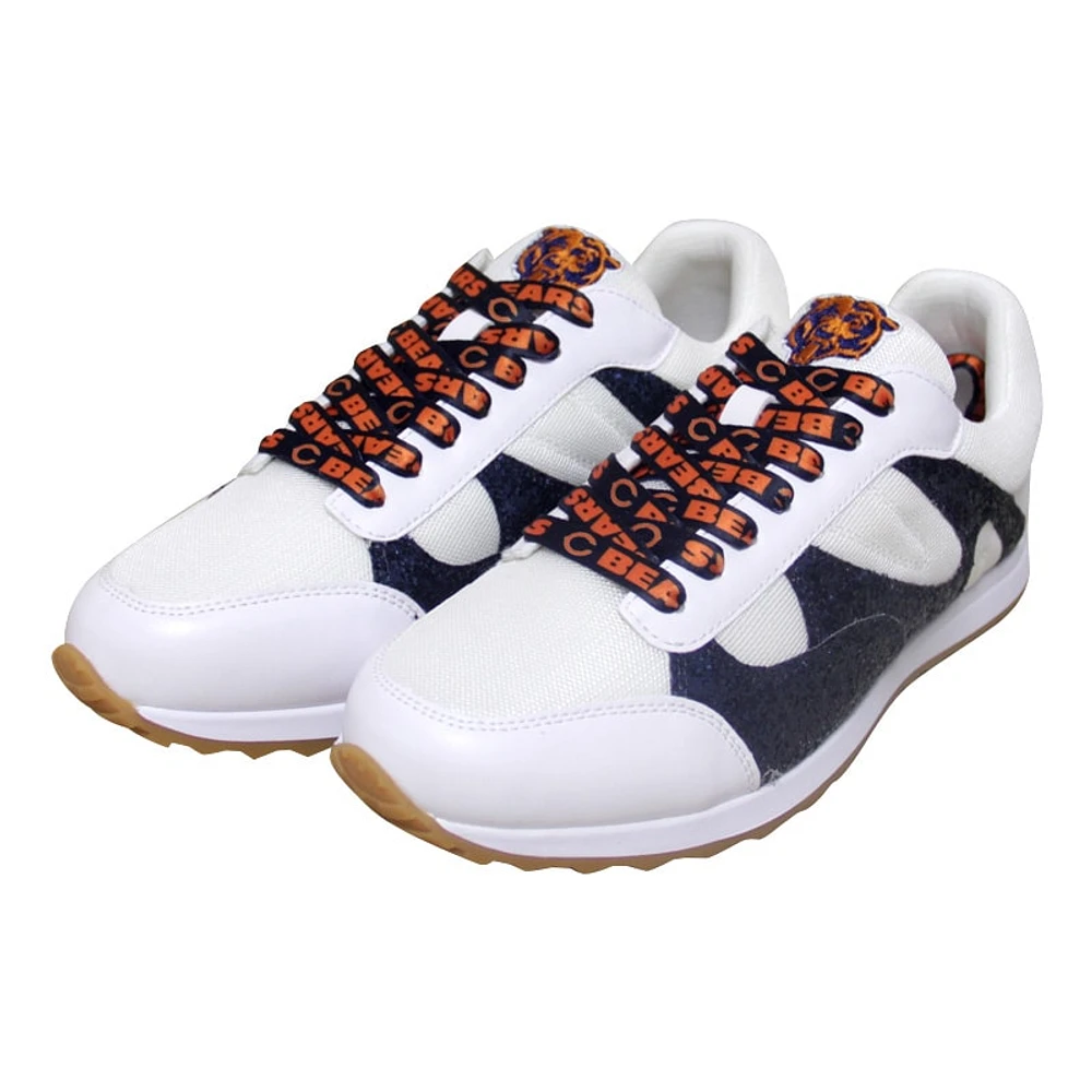 Women's Cuce  White Chicago Bears Glitter Sneakers