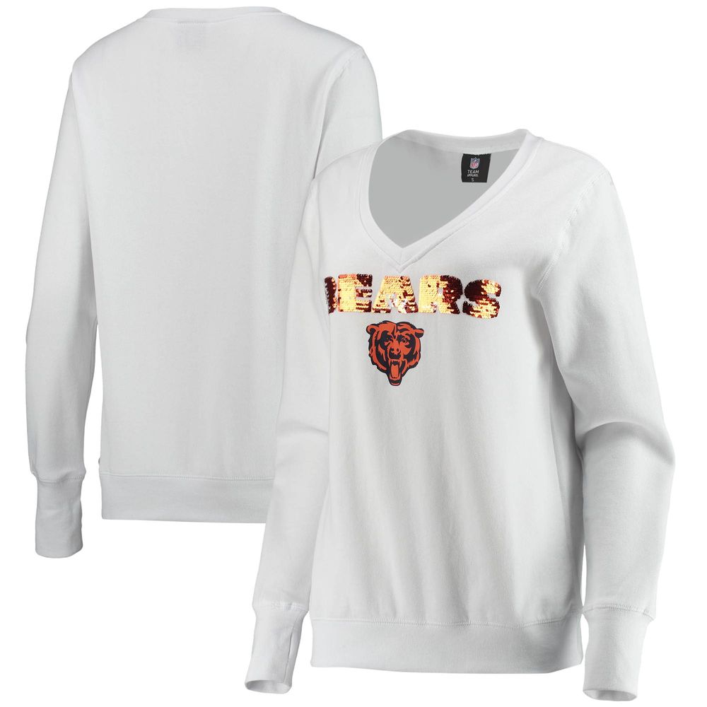 Cuce Women's Cuce White Chicago Bears Victory V-Neck Pullover