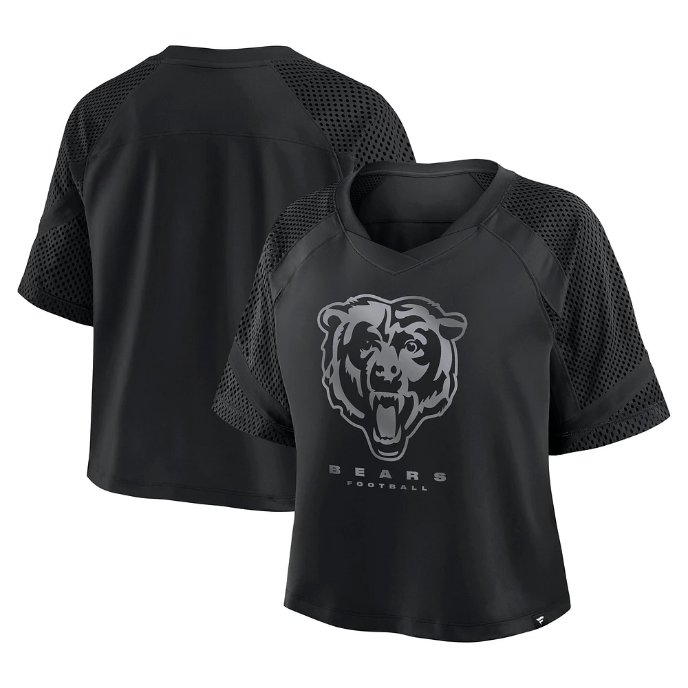 Women's Fanatics Black Chicago Bears Oversized Cornerback Blitz Raglan V-Neck T-Shirt