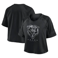 Women's Fanatics Black Chicago Bears Oversized Cornerback Blitz Raglan V-Neck T-Shirt