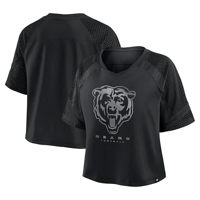 Women's Fanatics Black Chicago Bears Oversized Cornerback Blitz Raglan V-Neck T-Shirt
